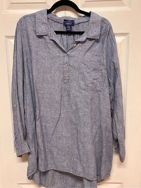 Women’s Jones & Co Long-Sleeve Chambray Pullover Shirt - Light Blue